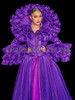 Purple Victorian Mardi Gras Drag Ball Gown with Ruffle Collar