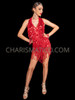 Red Salsa Shiny Sequin Fringe Dance Dress