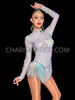Angelic White Lace Long Sleeve Dance Fringe Leotard