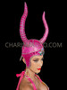  Pink Devil Horn Leather Maleficent Headdress Helmet
