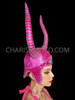  Pink Devil Horn Leather Maleficent Headdress Helmet