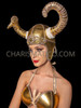 Gold Devil Burning Demon Horn Headdress Helmet