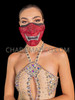 Red Kabuki Devil Halloween Half Face Mask