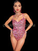 Shimmering Pink Iridescent Crystal G-String Leotard