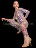 Iridescent Futuristic Disco Rectangular Sequin Catsuit