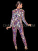 Iridescent Futuristic Disco Rectangular Sequin Catsuit