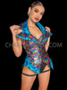 Blue Cabaret Spectacle Sequin Tail Vest 
