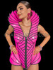 Neon Pink Futuristic Cyberpunk Vinyl Celestial Corset with Collar