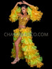 Green Yellow Organza Ruffle Skirt with Ruffle Sleeve Set