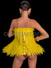 Yellow Feather Swan Showgirl Flare Corset & Jacket Set
