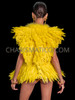 Yellow Feather Swan Showgirl Flare Corset & Jacket Set