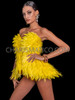 Yellow Feather Swan Showgirl Flare Corset & Jacket Set