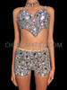 Silver Sparkle Crystal Bra & Jazz Dance Shorts