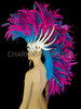 Blue Fuchsia Purple Feather Large Mohawk Headdress