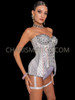 Diamond Frost Burlesque Satin Corset with Bulge hip