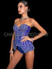 Sapphire Majesty Burlesque Satin Corset with Bulge Hip