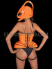 Neon Orange Futuristic Steampunk Sci-fi Bustier Corset & Helmet Set