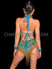 Blue Peacock-inspired Samba Carnival Bra and Skirt Set