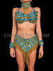 Blue Peacock-inspired Samba Carnival Bra and Skirt Set