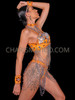 Sizzling Citrus Sequin Showgirl Top and G-String Thong Set