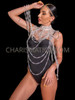 Crystal AB High Neck Beaded Diva Showgirl Body Accessories Necklace