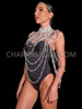 Crystal AB High Neck Beaded Diva Showgirl Body Accessories Necklace