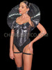 Silver Avant-Garde Cybergoth Bustier Corset Collar Set 