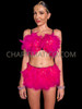 Fuchsia Feather Fluffy Samba Carnival Bra & Skirt