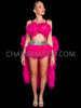 Fuchsia Samba Queen Carnival Feather boa Belt Set