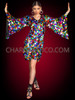 Rainbow Dramatic Drag Sequin Dress with Big Wing Sleeves