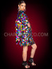Rainbow Dramatic Drag Sequin Dress with Big Wing Sleeves