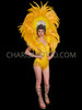 Vibrant Carnival Yellow Feather Samba Costume Set