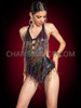 Rainbow Cascade Showgirl Beaded Fringe Salsa Dance Leotard