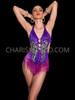 Purple Mardi Gras Beaded Jazz Dance Leotard