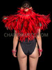Red Exaggerated Shoulder Feather Bolero Jacket