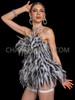 Black White Feather Swan Corset with Exaggerated Hip