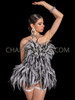 Black White Feather Swan Corset with Exaggerated Hip
