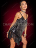 Silver Black bugled Bead Fringe Latin Broadway Dress 