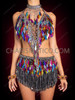 Radiant Multicolor Diamond Sequin Dance Dress