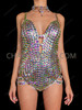 Sparkling Sexy Crystal Ab Side Cutout Leotard