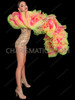 Neon Pink Ruffle Showgirl Boa with Green Net Trim
