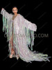 White Hologram Frame Ruffle Drag Queen Reveal Coat