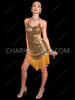 Gold Glitz Sequin Fringe Salsa Dance Dress 