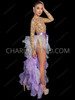 Lavender Ruffled Tail Back Skirt with Cascading Layers