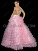 Luxury Pink Fluffy Ruffle Tulle Layered long Skirt