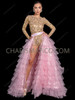 Luxury Pink Fluffy Ruffle Tulle Layered long Skirt