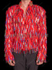Red Silver Rectangular Sequin Men Dance Jacket