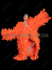 Neon Orange Organza Ruffle Drag Queen Coat with Teardrop Sequin