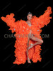 Neon Orange Organza Ruffle Drag Queen Coat with Teardrop Sequin
