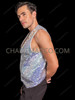 Men’s Cabaret Crystal Sequin Vest with Ombre Blue Accent